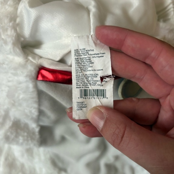 Target Bullseye Dog Costume Bodysuit 18-24 Mos White Red Halloween - Picture 3 of 4